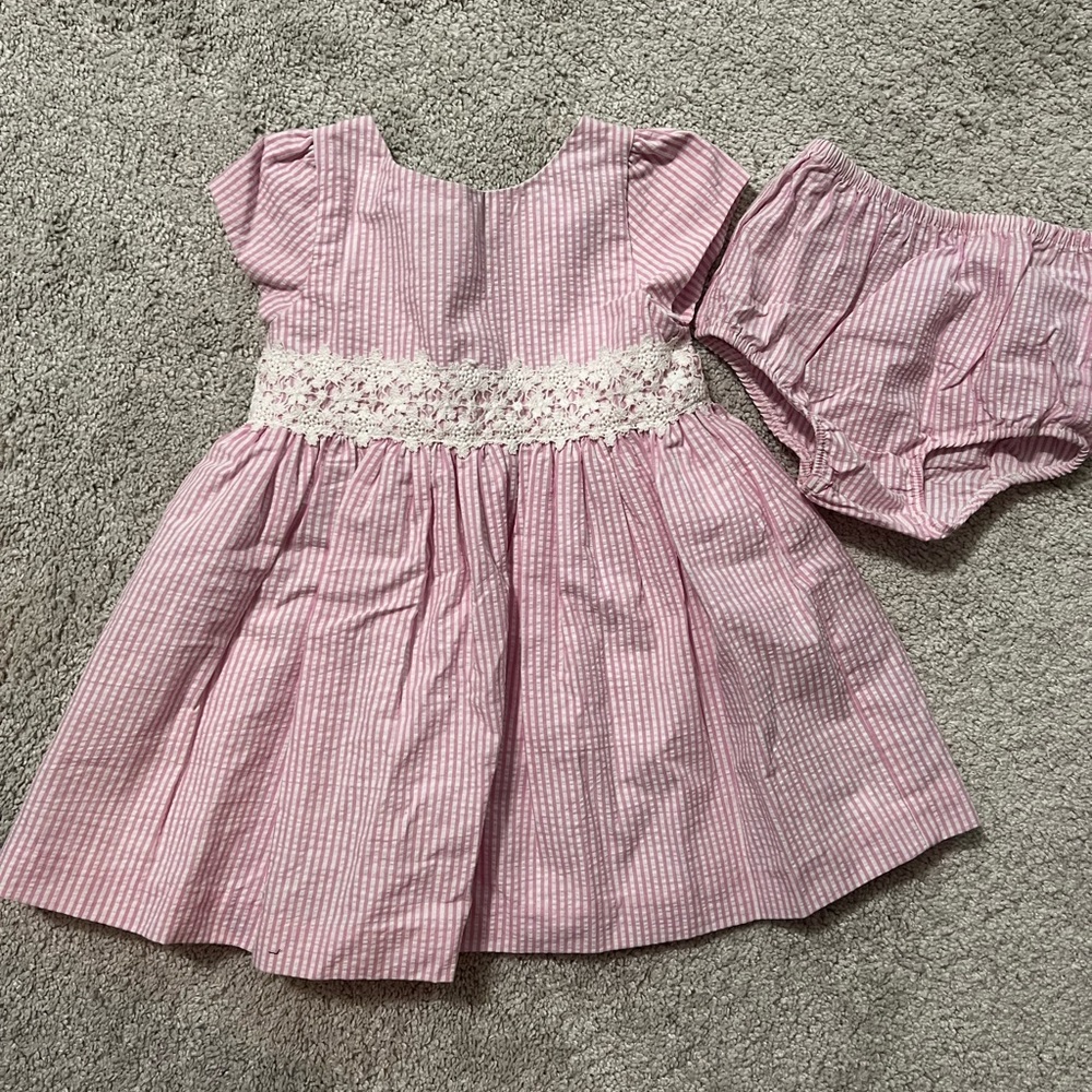 Ralph Lauren Pink Gingham Baby Dress with Bloomers